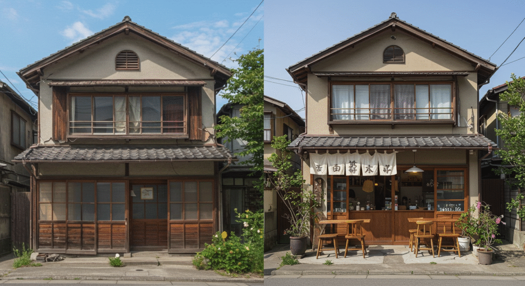や荒廃した日本家屋のビフォーアフターの比較画像