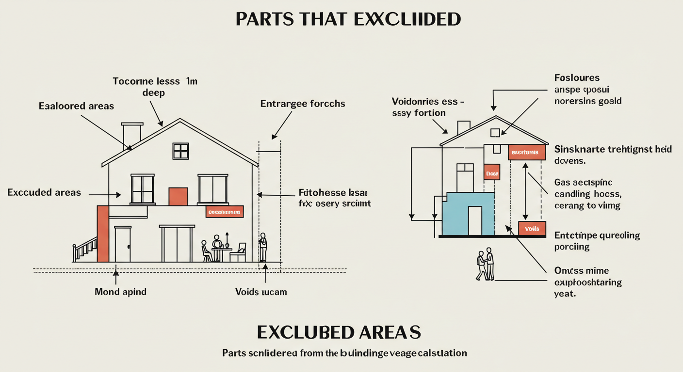 建ぺい率の計算から除外される部分のイラスト